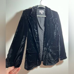 Chelsea 28 Black Velvet Blazer w/ pockets size Small work blazer holiday evening